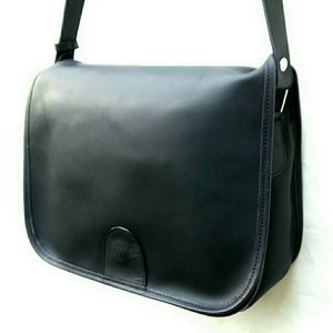 Black Leather Stewardess Saddle Bag